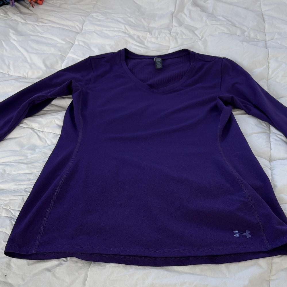Under Armour Deep Purple V-Neck Long Sleeve Cold Gear
